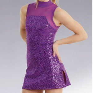 Balera Performance Sleeveless Sequin Shift Dress Purple